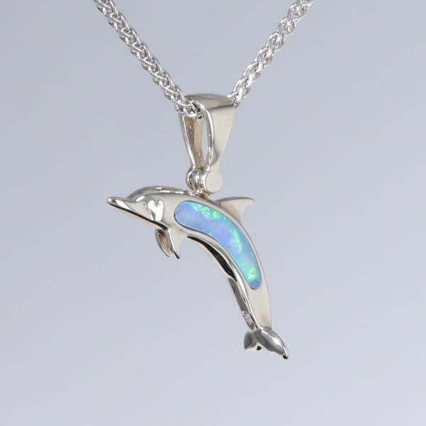 Opal Pendant Inlaid Sea Life Dolphin