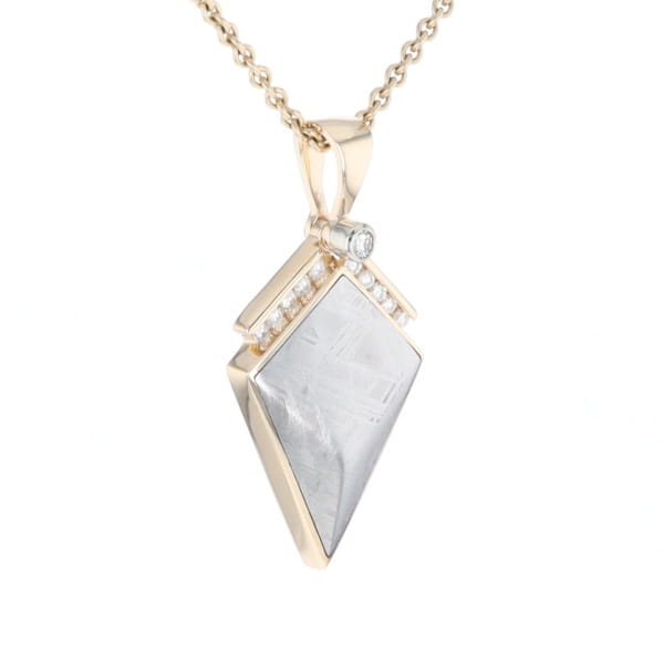 Meteorite Kite Shape Inlaid Pendant with 0.19ctw Diamonds