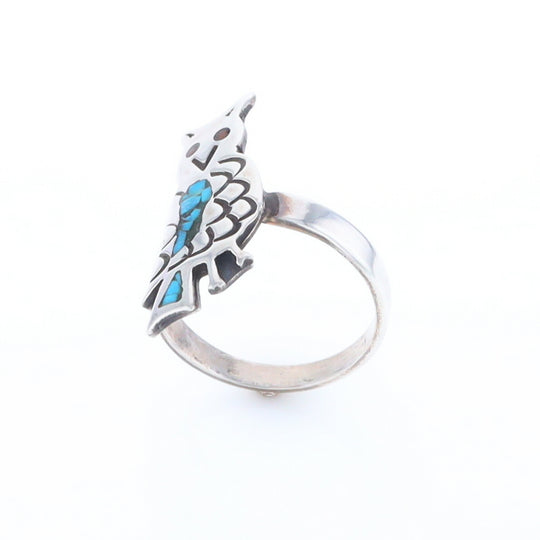 Crushed Coral & Turquoise Owl Ring