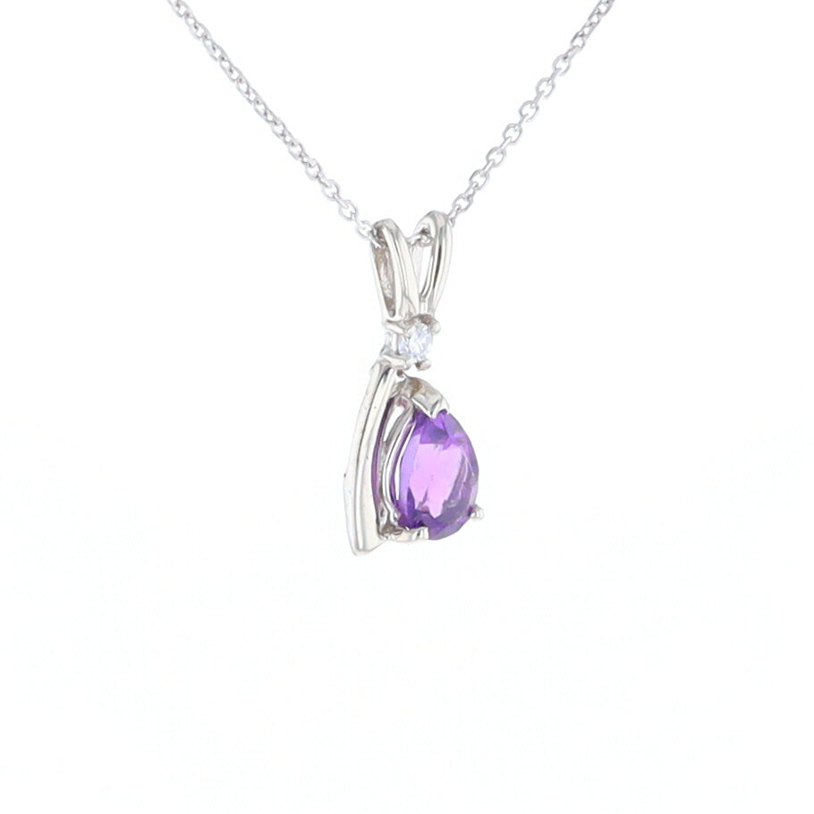 Amethyst Pear Ribbon Necklace