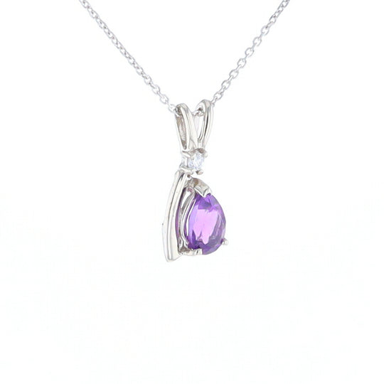 Amethyst Pear Ribbon Necklace
