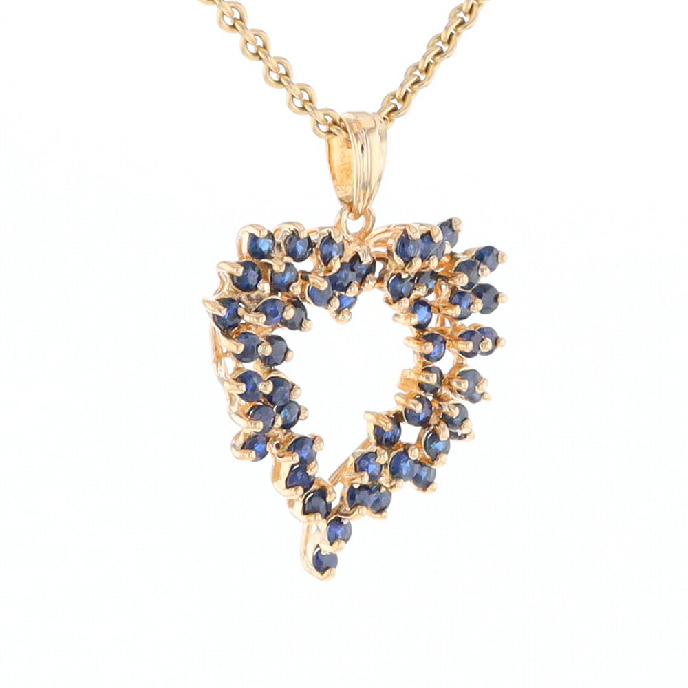 Bursting Sapphire Open Heart Pendant