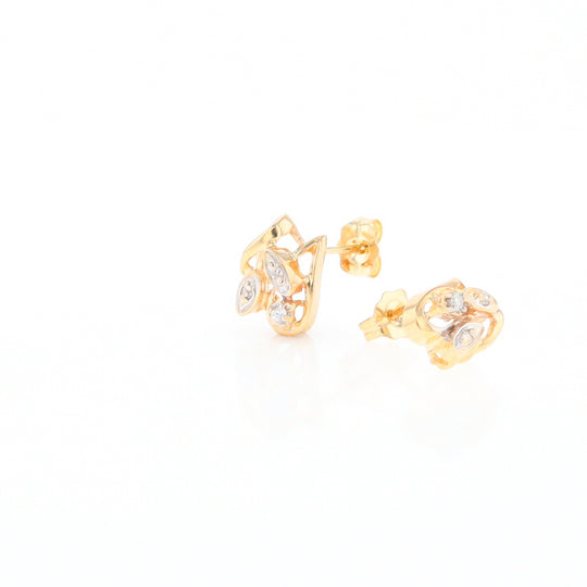 Diamond Leaf Stud Earrings