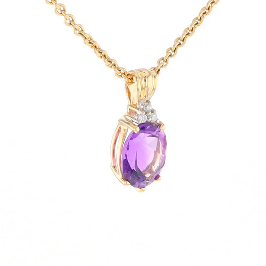 Oval Amethyst Diamond Pendant