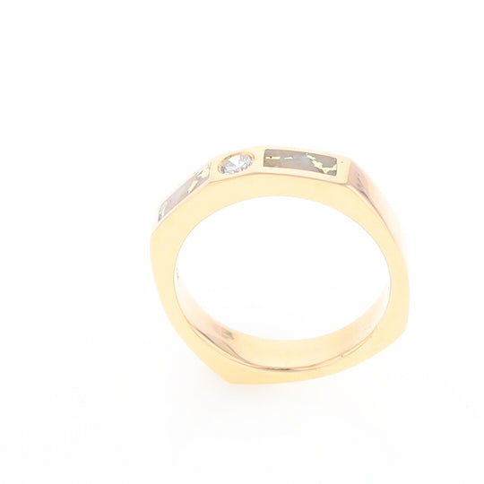 Gold Quartz Ring Double Sided Inlaid Design with .10ct Round Diamond G2