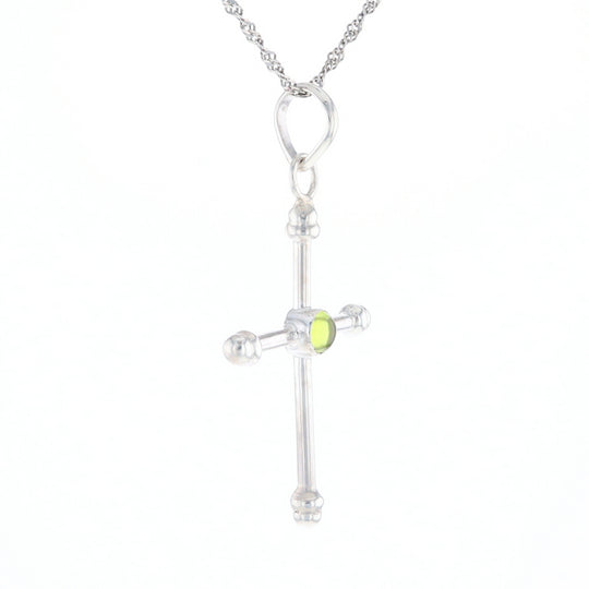 Silver Peridot Cross