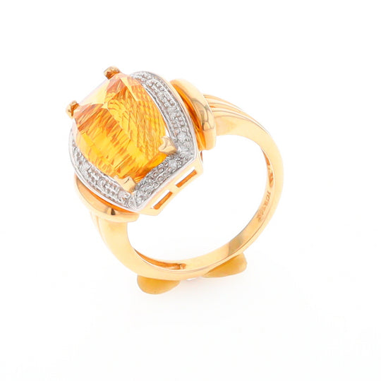 Fancy Cut Citrine Diamond Halo Ring