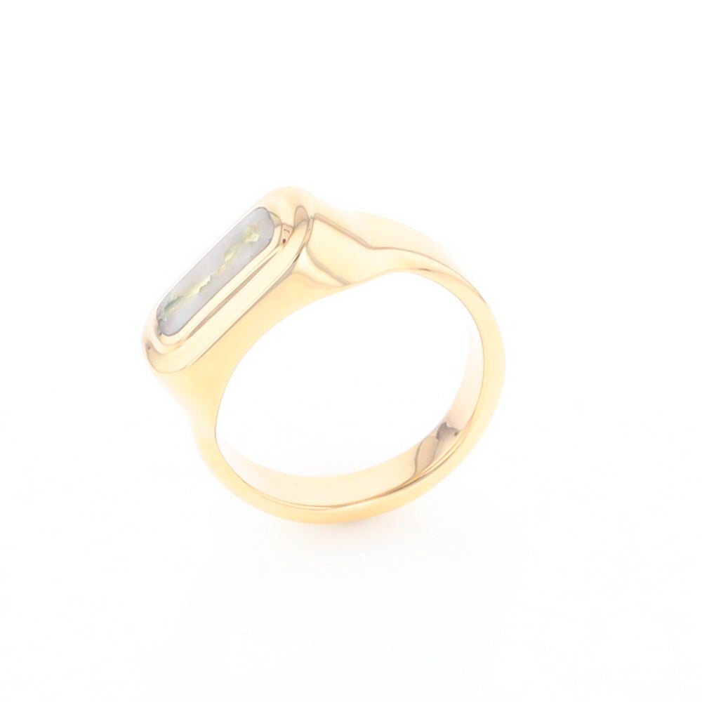 Gold Quartz Ring Oval Inlaid Design - G2