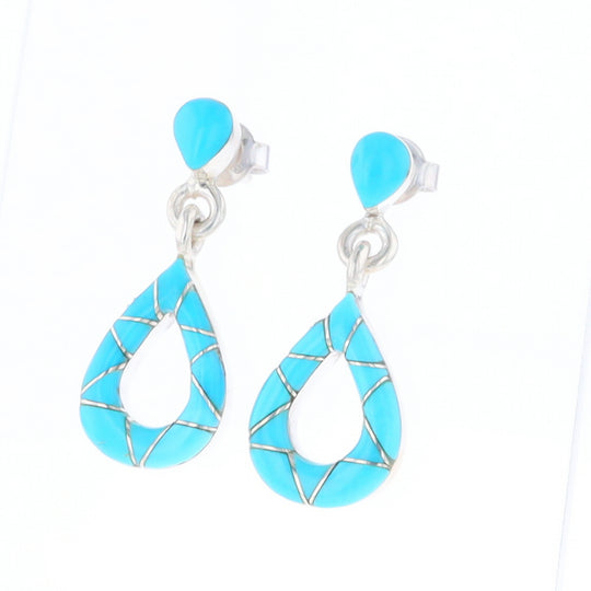 Native American Turquoise Teardrop Earrings