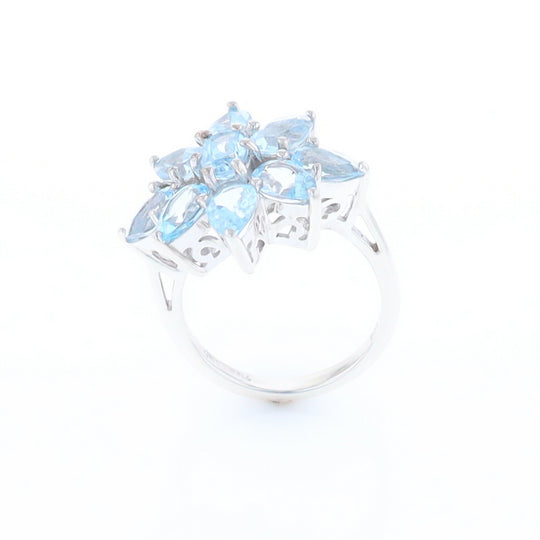 Blue Topaz Flower Ring