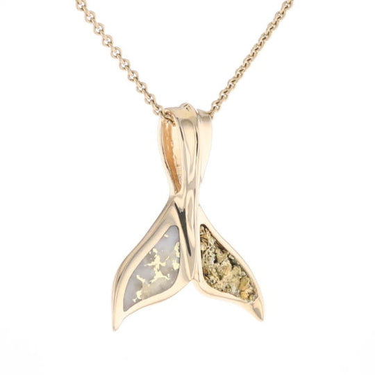 Whale Tail Necklaces Natural Gold Quartz and Nuggets Inlaid Pendant