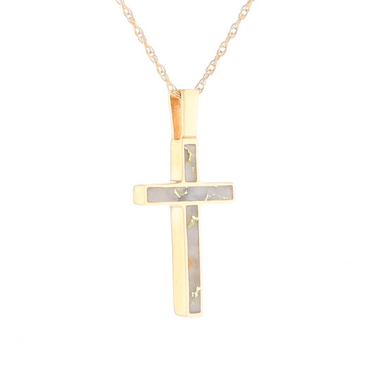 Three Section Gold Quartz Cross - G2