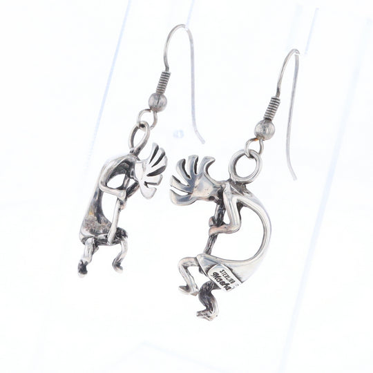 Silver Kokopelli Dangle Earrings