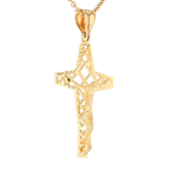 Gold Mesh Crucifix Pendant