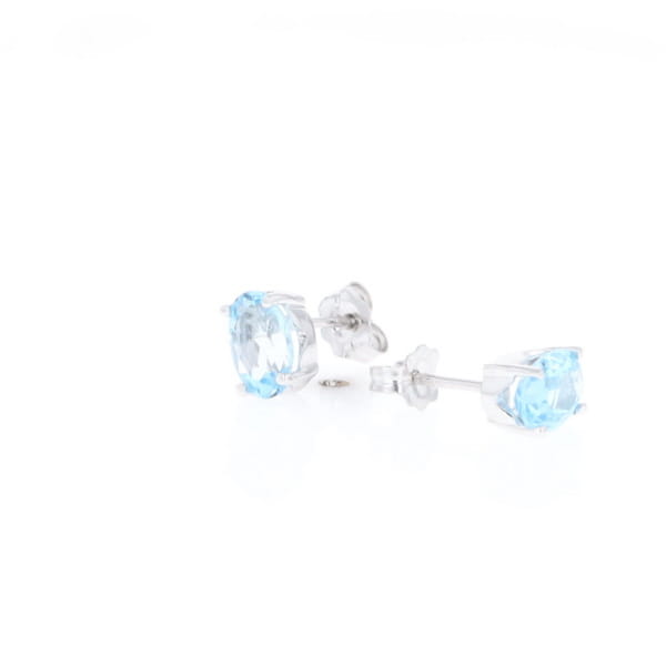 Oval Blue Topaz Stud Earrings