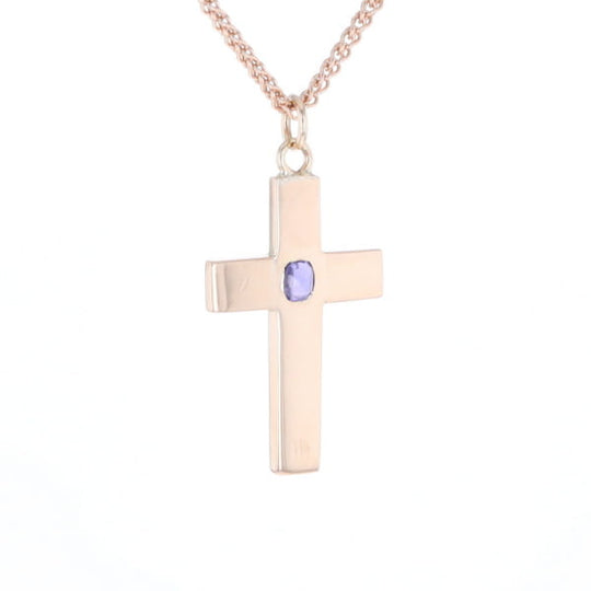 Cross Pendant with Purple Sapphire