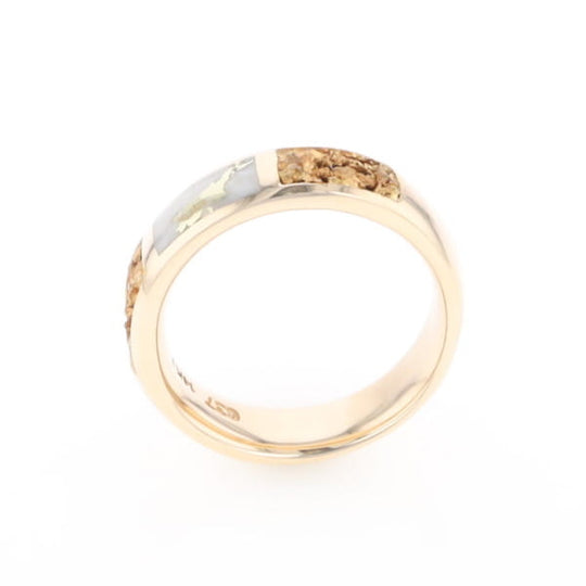 G1 Gold Quartz Ring Inlaid Center Natural Nugget Sides Band