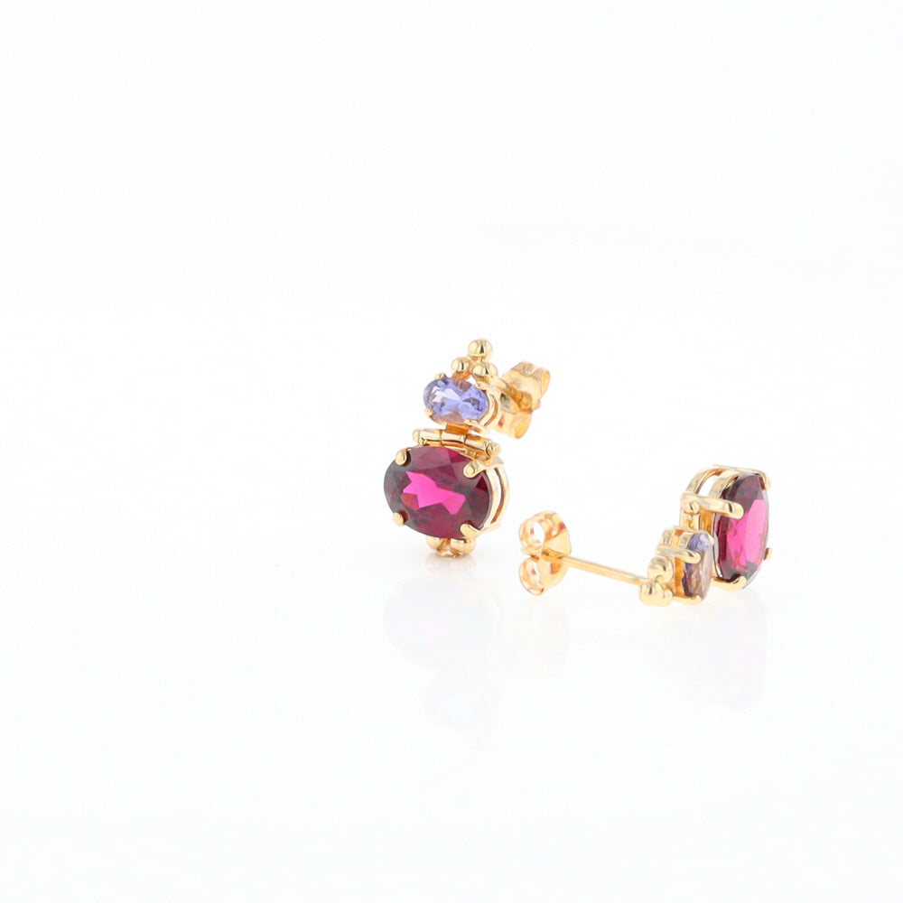 Garnet & Amethyst Dangle Earrings