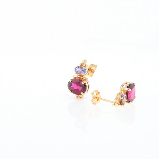 Garnet & Amethyst Dangle Earrings