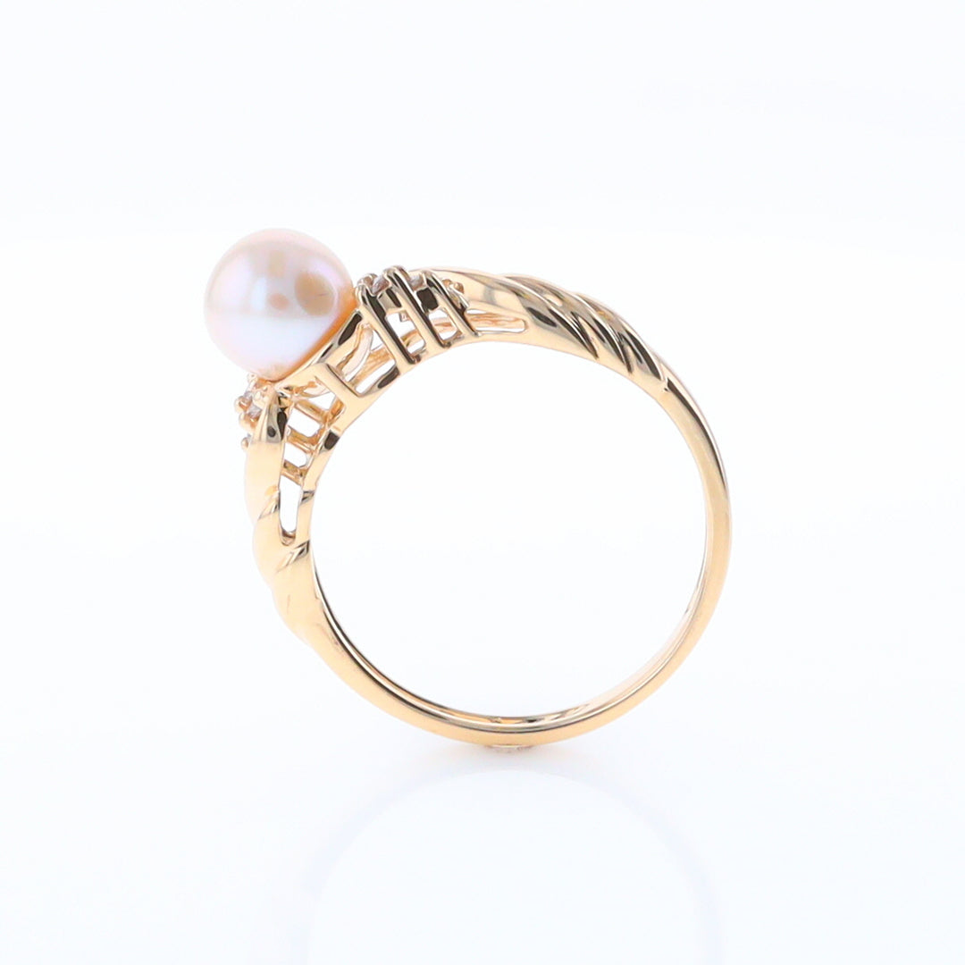 Pearl and Diamond Twist Ring