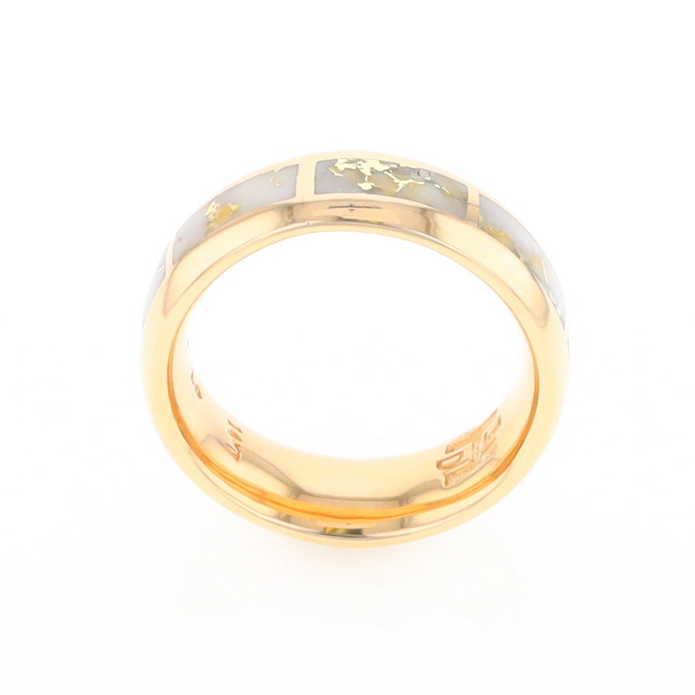 Gold Quartz Ring 8 Rectangle Section Inlaid Eternity Band