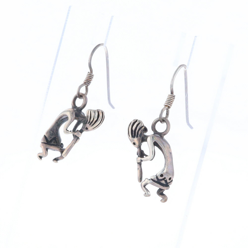 Silver Kokopelli Dangle Earrings