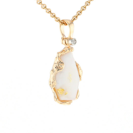 Gold Quartz Freeform Pendant