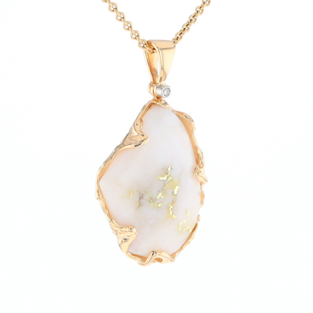 Gold Quartz Freeform Pendant