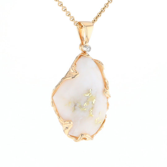 Gold Quartz Freeform Pendant