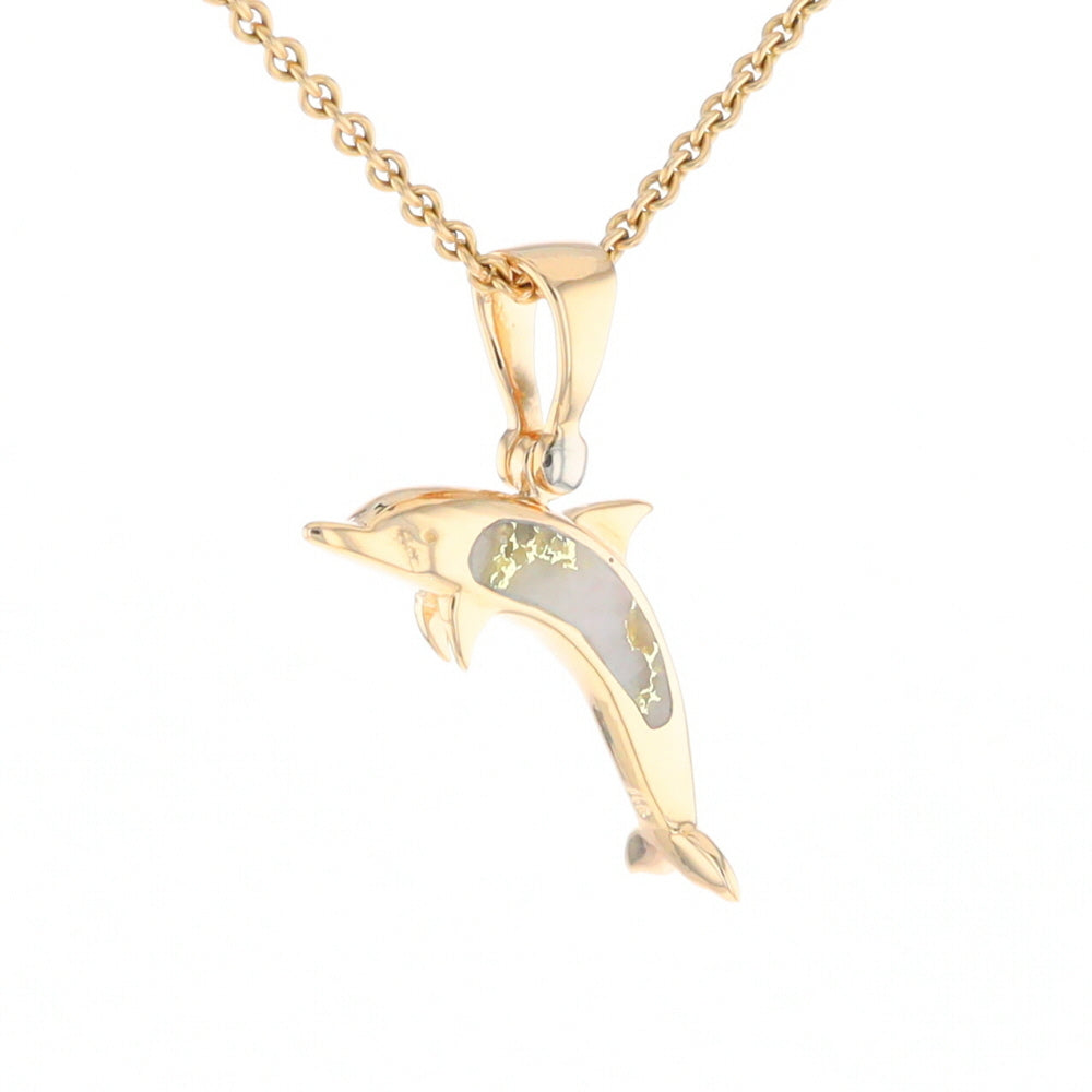 Gold Quartz Dolphin Pendant - G2