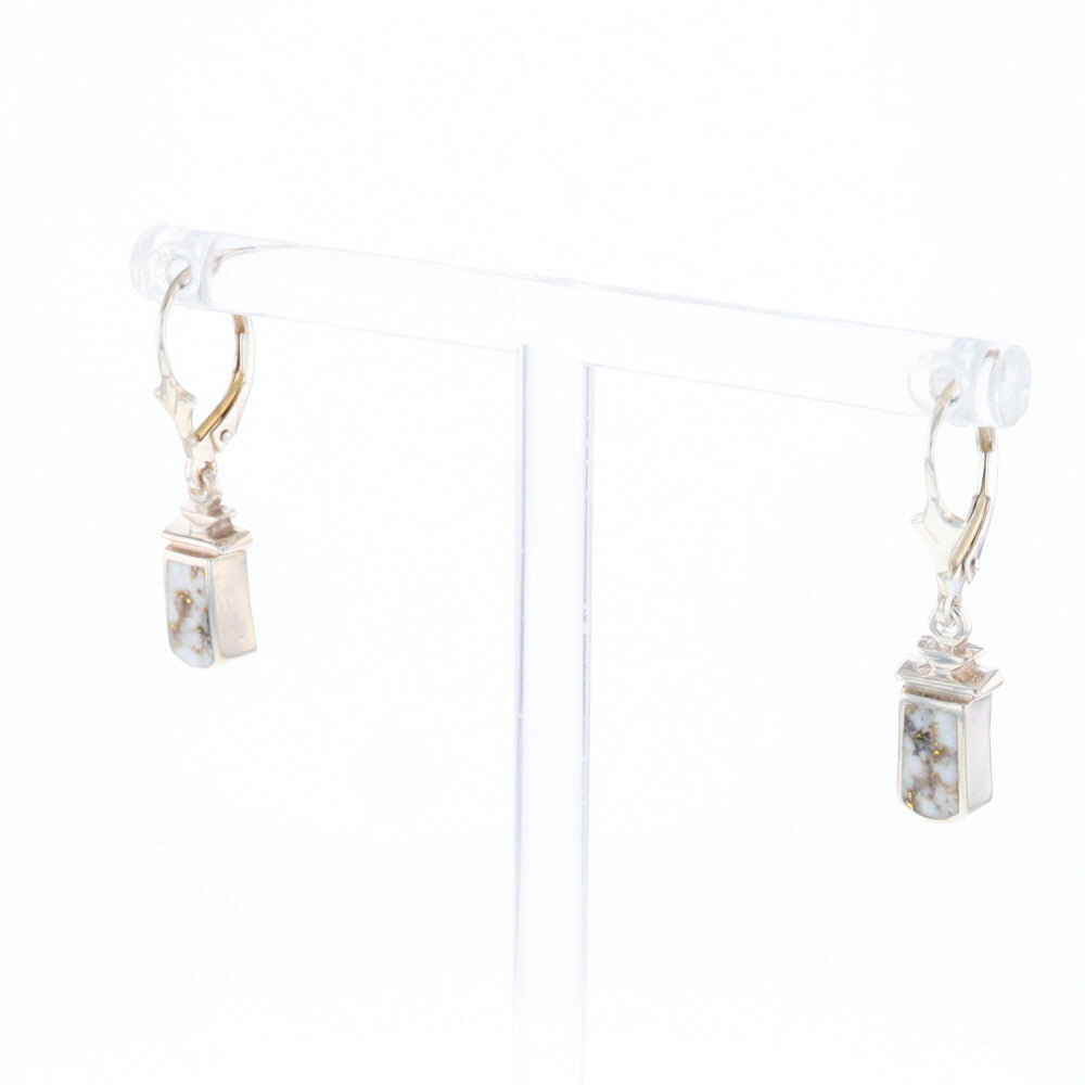 Sterling Silver Gold Quartz Inlaid Earrings - G3