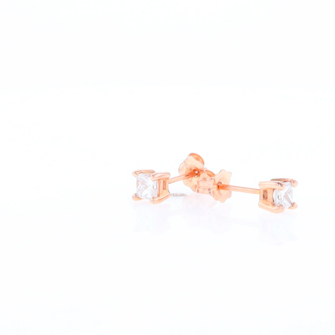 0.41ctw Princess Cut diamond Stud Earrings