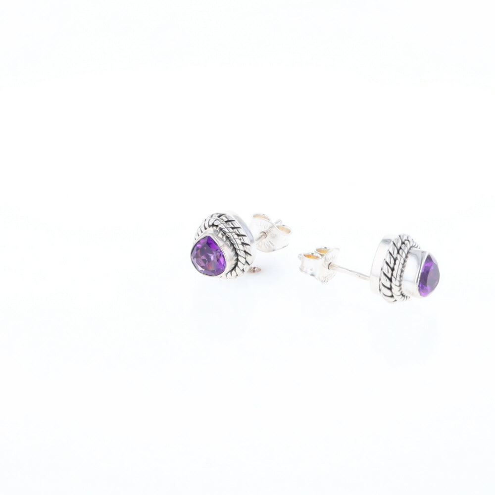 Native Amethyst Pear Stud Earrings