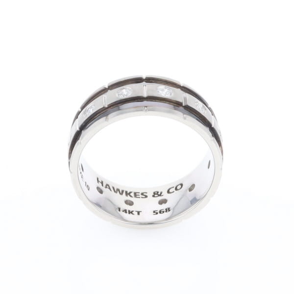 Contemporary Men's Comfort Fit Wedding Band With Diamonds
