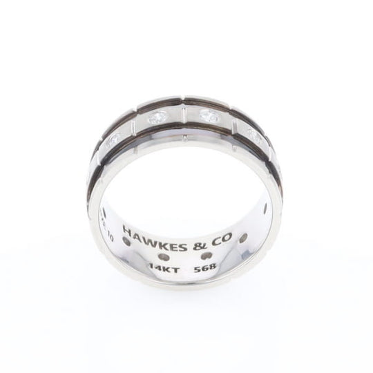 Contemporary Men's Comfort Fit Wedding Band With Diamonds