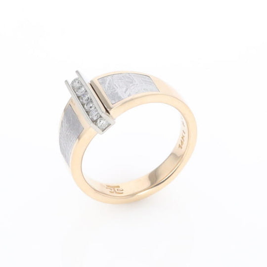 Meteorite Ring Double Sided Inlaid Design with .23ctw Diamonds
