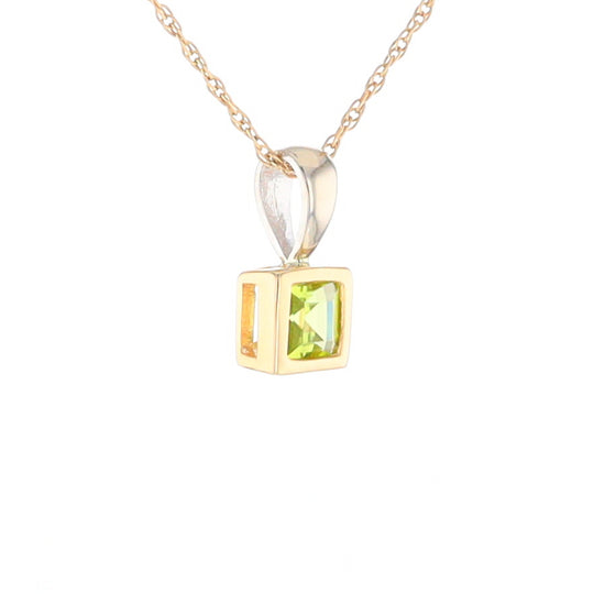 Two-Tone Bezel Peridot Pendant