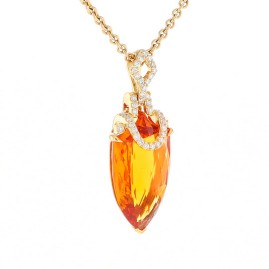 Citrine Pendant with Diamond Bail