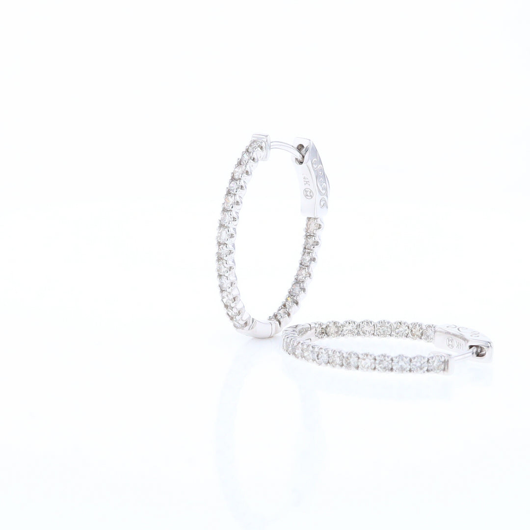 Oval Diamond Hoops Earrings