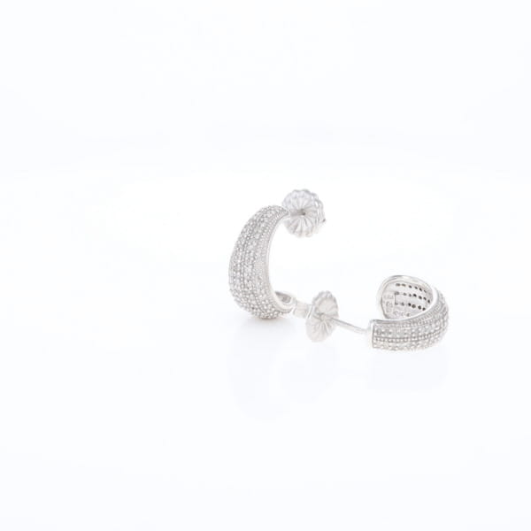 Diamond Half Hoop Stud Earrings