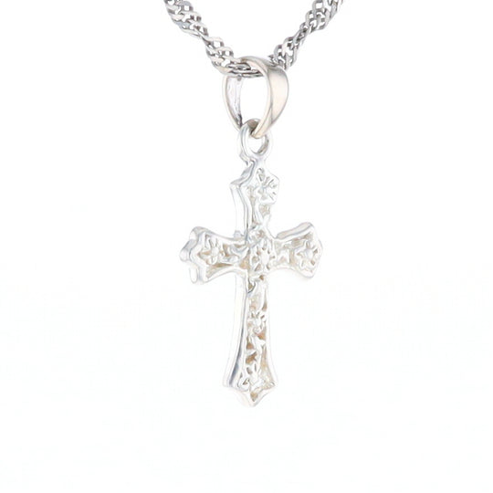 Sterling Silver Flower Cross Pendant