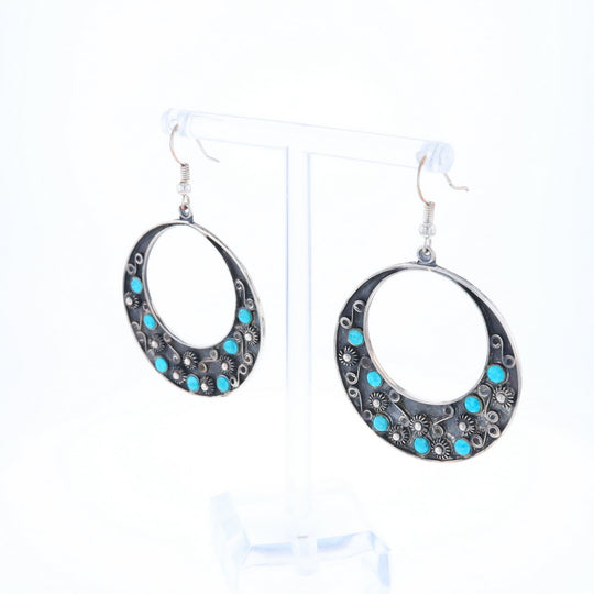 Floral Chrysocolla Hoop Earrings