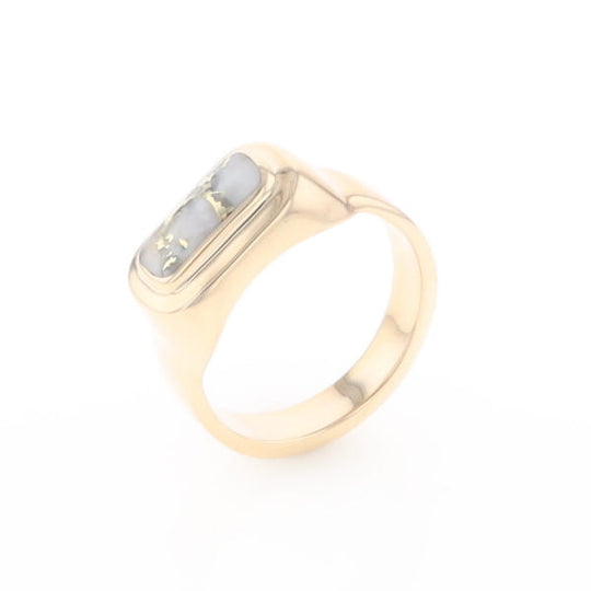 Gold Quartz Ring Oval Inlaid Design - G2