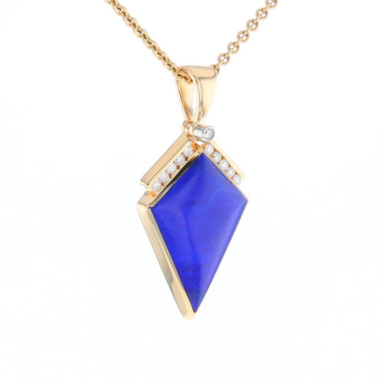 Lapis Kit Shaped Inlaid Pendant with 0.19ctw Diamonds