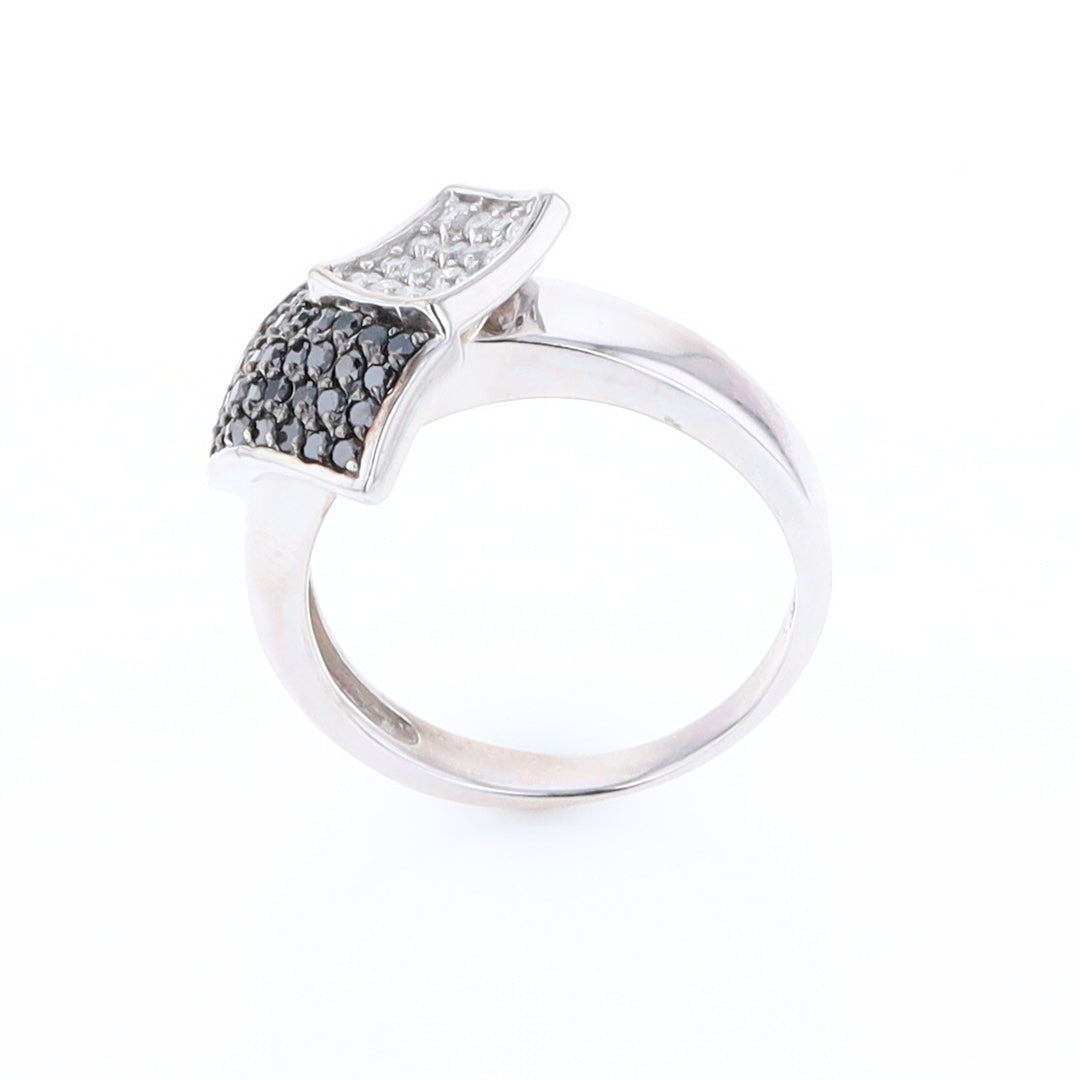 Double Pavé Black and White Diamond Ring