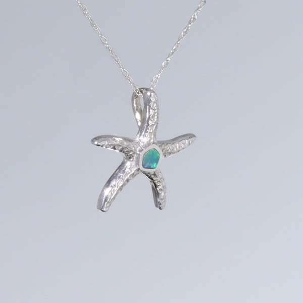 Opal Pendant Inlaid Realistic Star Fish Design