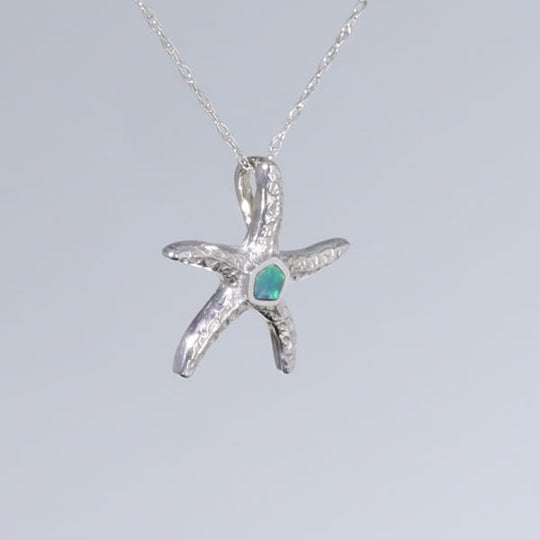 Opal Pendant Inlaid Realistic Star Fish Design