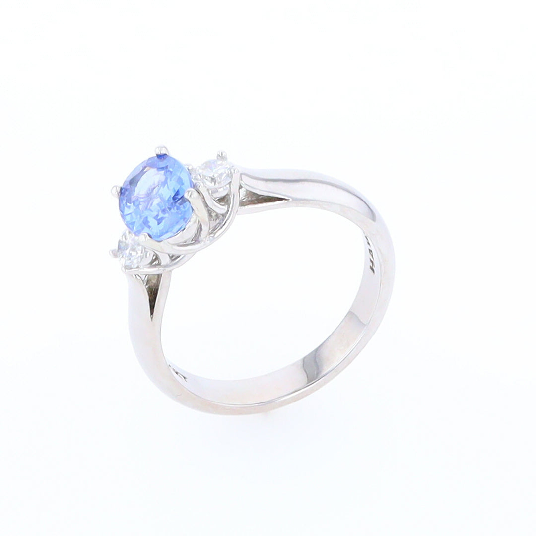 Ceylon Sapphire Three-Stone Trellis Ring