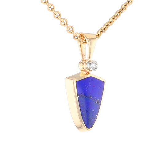 Lapis Shield Shaped Inlaid Pendant