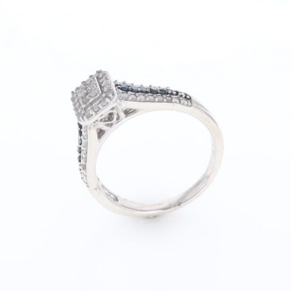 Blue & White Diamond Rectangle Cluster Ring